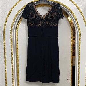 Oscar de la Renta Boutique Black Lace Silk-Lined Cocktail Dress | Vintage | Size